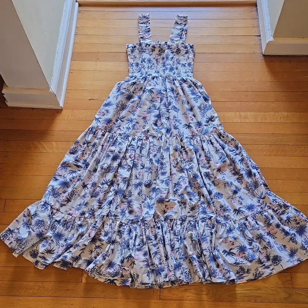 Abercrombie & Fitch, Smocked Midi Dress, Island Motif, EUC, Women's SP - Picture 2 of 12